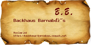 Backhaus Barnabás névjegykártya